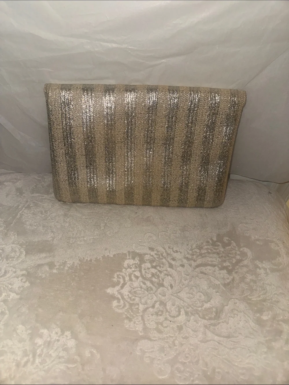 Style & Co. Gold and Silver Striped Envelope Wristlet Clutch